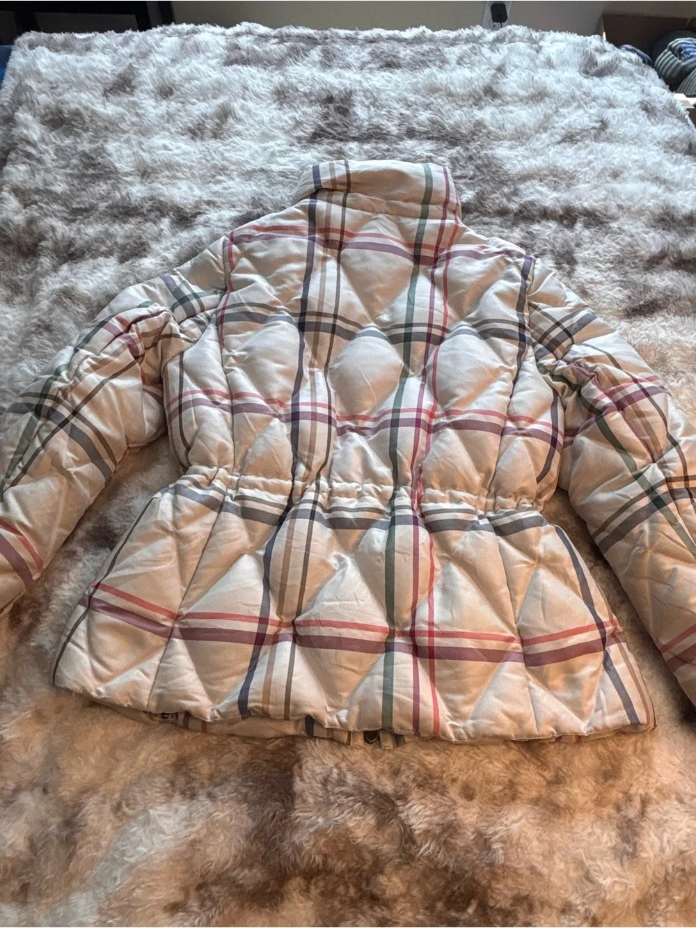 Rare Y2K Coach Legacy Tattersall Down multicolored plaid puffer coat